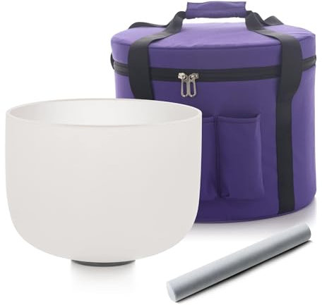 Hye-eun 8inch 432hz C Note Crystal Singing Bowl Root Chakra Sound Bowl with Carrying Case for Yoga Sound Healing Bath Musical