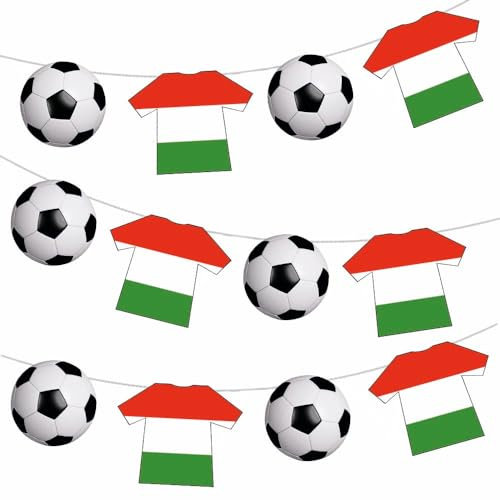 Wimpelkette Ungarn Fußball Party Dekorationen Euro Weltmeisterschaft – 12 Stück/2,5 m Band