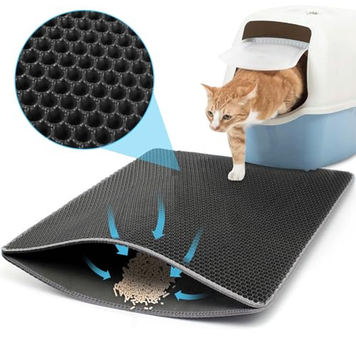 ROELLY Tapis Litiere Chat, Tapis Chat Litiere pour Chat 60 * 45 cm, Tapis de Litière pour Chat en Nid D'abeille Imperméable Eva, Amovible et Lavable,pour Les Ordures, Collecte de Litière pour Chat