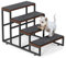 CADUKE Hundetreppe für kleine Hunde, rutschfeste Katzentreppe für alte Katzen, 4 Stufen Haustiertreppe aus Metall und Holz für Sofa, Bett, 40 * 60 * 43cm