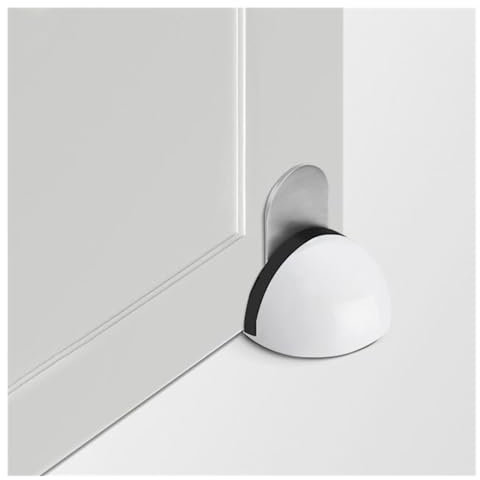 TRENTSNOOK No punch sticker hidden stainless steel rubber door stopper door frame catch floor type nail-free door stop(Ivory)