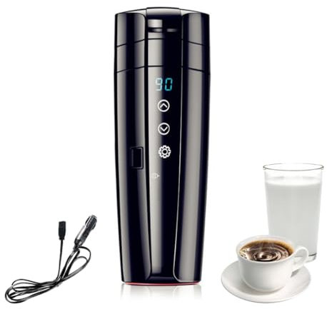SKIKHN Bollitore Elettrico per Auto 12 V, Piccolo Bollitore Elettrico da Viaggio 350ml, 40~100℃ Regolabile, Bollitore per Auto, Bollitore Elettrico Portatile per Preparare il Tè, Caffè e Latte Neonato