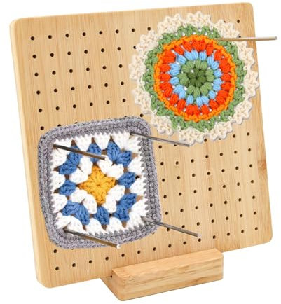 AolKee Blocco di blocco per Granny Square per uncinetto con 20 barre in acciaio inossidabile, 5 aghi Big Eye, regali all'uncinetto, Tavola di Blocco per Uncinetto, accessori all'uncinetto