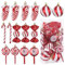 Zocipro 15 Stück Weihnachtskugeln, Christbaumschmuck Zuckerstange Tannenzapfen Lutscher Süßigkeiten Hängende Anhänger, Baumschmuck Rot und Weiß, Baumschmuck Weihnachten