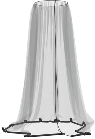 vidaXL Mosquito Net for Umbrella - Netting Mesh, Round, Polyester, Black, 300 x 230 cm, Zipper Opening, Outdoor Garden Camping