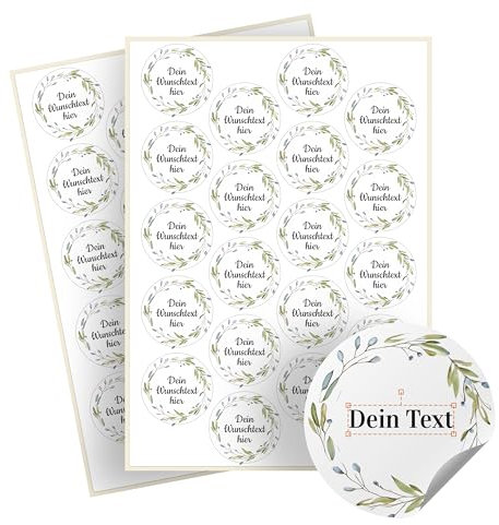 Weihnachtssticker selbst gestalten – 40 personalisierte Aufkleber - Stickerbögen – rund, Ø 5 cm – Weihnachtsetiketten als Geschenkaufkleber – Sticker mit Namen - Kranz - Motiv 10