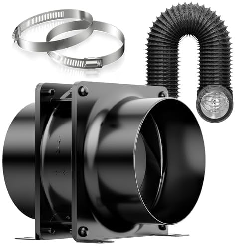 HG Power Ventilatore a tubo assiale da 100 mm, silenzioso, 199 m³/h, a risparmio energetico, con due morsetti e tubo da 2 m, per tenda da cucina, bagno, garage