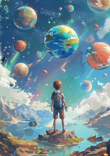Donari Poster Weltall Kinderzimmer XXL • Weltraum Wandbilder Universe ohne Rahmen Wohnzimmer • Weltraum Deko Bilder (Astronaut und Sternenhimmel, 30x40, Ungerahmt)