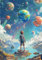 Donari Poster Weltall Kinderzimmer XXL • Weltraum Wandbilder Universe ohne Rahmen Wohnzimmer • Weltraum Deko Bilder (Astronaut und Sternenhimmel, 30x40, Ungerahmt)