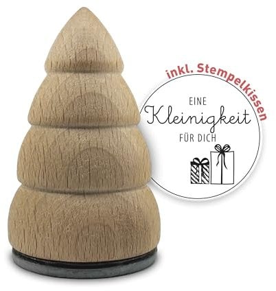 Weihnachtsstempel in Tannenbaum-Optik – Unlackiert, 4 cm Durchmesser, 6,8 cm Höhe inkl. Stempelkissen, eine Kleinigkeit für dich