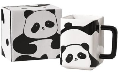 Huiyiwert Taza de 400 ml, diseño de oso panda, taza de café, taza de café, taza de café de cerámica, regalo para amantes del panda, mujer, amigos, mamá, niños, niñas (cara de panda)