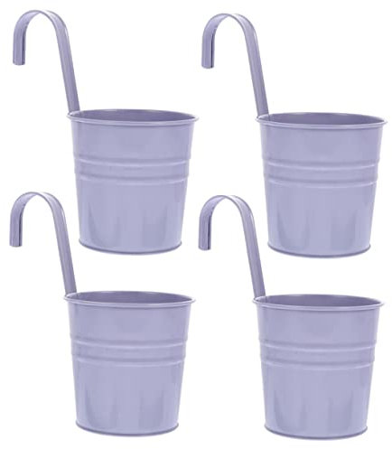 Veemoon 4stücke Hängender Mit Ablaufloch Abnehmbare Blumenübertöpfe Rechteckige Pflanztöpfe Balkon Garten Dekoration Vintage Lila Farbe