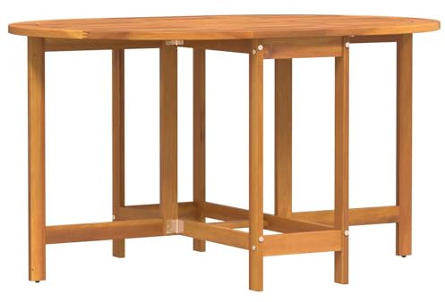 vidaXL ovaler Holz-Terrassentisch faltbares Akazienholzdesign für 4 Personen ideal für Balkon und Garten, Glatte natürliche Oberfläche, kompakte Außenmöbel, massiv
