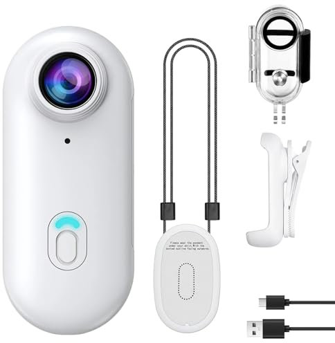 OBEST Cámara Acción 360° 1080P, Camara Buceo Impermeable, WiFi Cámara Deportiva Casco Moto Magnético Portátil Gran Angular 120°, Body CAM Video para Vlog Ciclismo Mascotas, Acc Multifuncion, Blanco