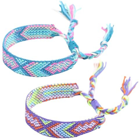 JchEnye Zwei Festival - Armreifen, Schmuck im Bohemian - Stil, Stoffarmreifen, farbenfroh - Freundschaftsarmreifen, verstellbare Größe, Sommer - Schmuck