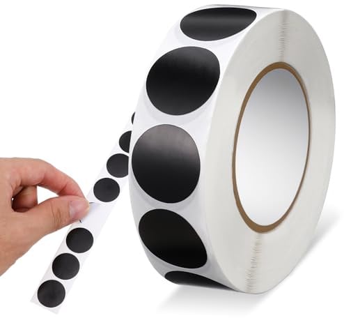 Schwarz Runde Aufkleber, 1,9 cm, 1000 Stück, Schwarz Punktaufkleber, Wasserfeste Kreisförmige Aufkleber, Farbkodierungsetikett für Büro, Geschäft, Zuhause, Klassenzimmer, Markierung