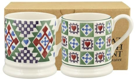 Emma Bridgewater Christmas Quilt Set of 2 1/2 Pint Mugs (Boxed)