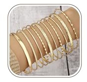 LOCCY Gold Armreif Armband Damen, Breit Gold Armreif Golden Stapelbares Armband Golden Manschette Stapelarmbänder Schmuck für Frauen Damen Mädchen