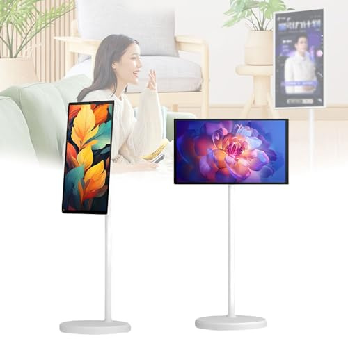 Efficieran Téléviseur Portable 21,5 Pouces sans Fil sur roulettes – écran Tactile Android 13, Moniteur Intelligent avec Batterie Intégrée Et Rotation 360°(8+128GB)