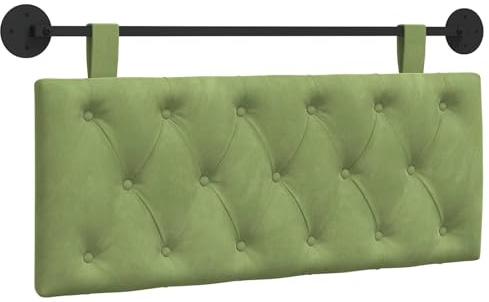 vidaXL Hängendes Kopfteil Hellgrün Samt, Schlafzimmer, modernes Wand-Kopfteil, rechteckig mit Samtbezug, gesteppt, Holzwerkstoff, platzsparende Dekoration