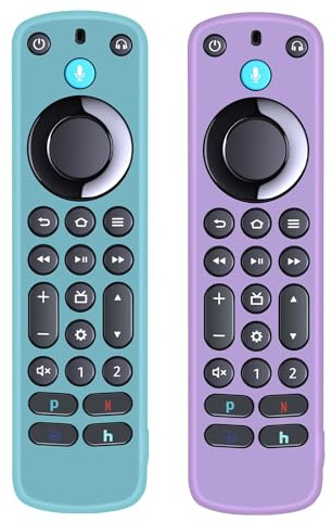 (2 Pack) Silicone Protective Remote Cover for Fire Smart TV Voice Pro | Silicone,Glow Blue& Glow Purple, for Fire TV Stick 4K Alexa Voice Remote 3rd Gen