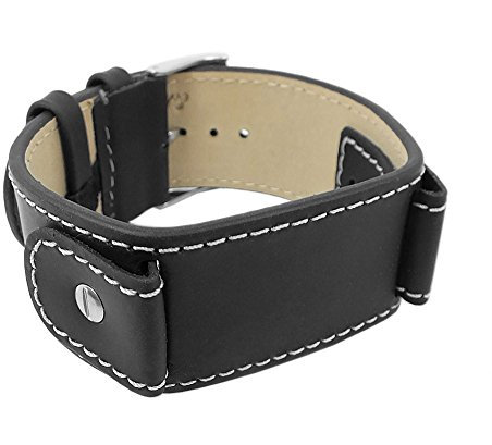 Minott Uhrenarmband Unterlagenband | Ersatzband in moderner gerader Form schwarz, Stegbreite:16mm