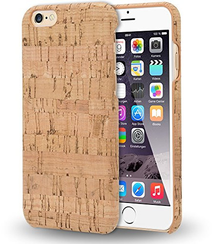 NALIA Kork Hülle kompatibel mit iPhone 6 6S, Natur-Holz Look Handyhülle Handy-Tasche Dünnes Ultra-Slim Hardcase Schutz Etui Backcover Bumper Cover Case Schutzhülle, Designs:Light Cork