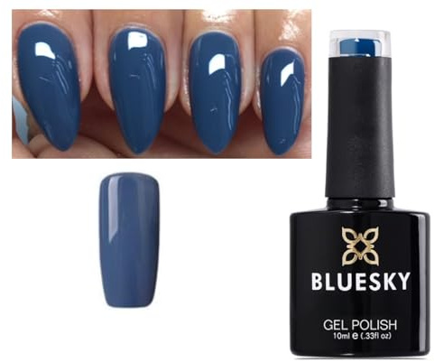 Bluesky 80627 Gel-Nagellack Craft Culture, Soak-Off-Lack, Aushärten unter LED- / UV-Licht, Farbe: Denimblau, mit 2 Poliertüchern von Homebeautyforyou, 10 ml