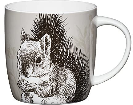 KitchenCraft China 425ml Barrel Shaped Mug, Squirrel