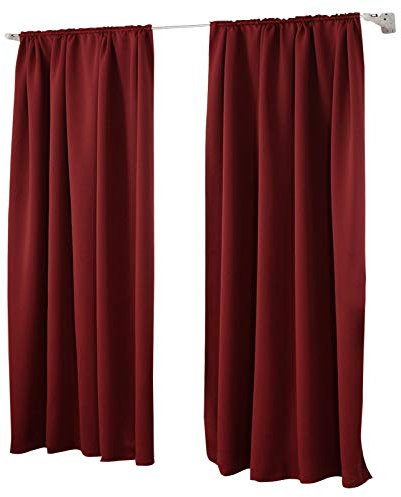 Laneetal 2er Set Gardinen, Verdunklungsvorhänge für Wohnzimmer Kinderzimmer, Blickdicht, Kräusebänder für Schiene, 250 g/m², kälteschutz lichtdicht, 140 x 175 cm, Bordeaux