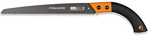 Fiskars Sega a lama fissa SW84, lama fissa, guaina in plastica inclusa, lunghezza lama: 33 cm, lama in acciaio inox, nero/arancione