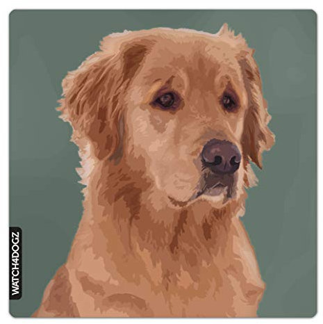 Golden Retriever Panneau, Plaque Attention au Chien, Je Monte la Garde, 22 x 22 cm