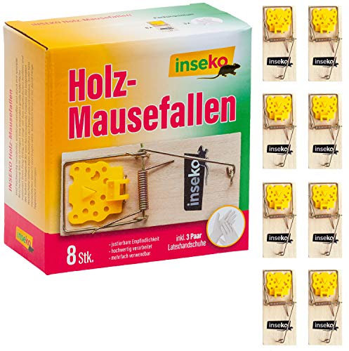 inseko 8 x Mausefallen I hochwertig I wiederverwendbar I inklusive Handschuhe (8)