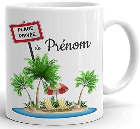 Tasse Mug Personnalisable Prénom - Plage Privée De Prénom- Cadeau à Personnaliser Femme Homme Maman Papa Anniversaire Fête