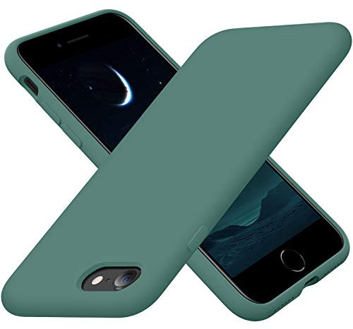 Cordking Designed for iPhone SE Case 2022/2020, for iPhone 7 8 Case, Silicone Ultra Slim Shockproof Phone Case with [Soft Microfiber Lining], 4.7 inch,Midnight Green