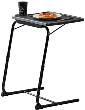 Rubypin Bandeja de TV multifunción – Bandeja plegable para TV en cama y sofá con soporte para tazas, cómoda mesa plegable con 6 ajustes de altura y 3 ángulos de inclinación (negro)