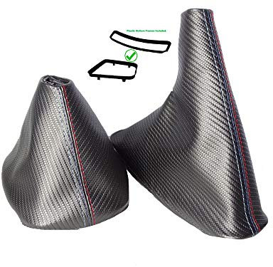 The Tuning-Shop Ltd Schaltsack Handbremsmanschette + Rahmen kompatibel mit BMW 3er E46 Vinyl Carbon M/// Naht