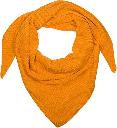 styleBREAKER Damen Strick Dreieckstuch | Weiches Schultertuch mit Reiskorn Muster | Unifarbenes Dreiecktuch aus Wolle Mix | Made in Italy | 190 x 72 cm, Farbe:Orange