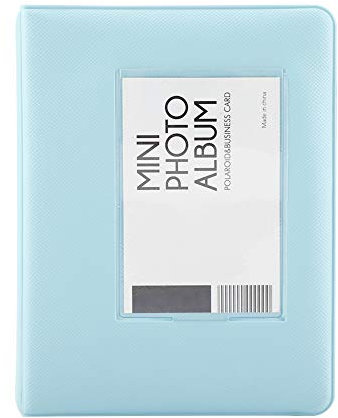 Mini álbum de fotos de 3 pulgadas, 64 bolsillos Mini álbumes de fotos Polaroid Cubierta del marco del libro Álbum de fotos Estuche de fotos Almacenamiento(Azul)