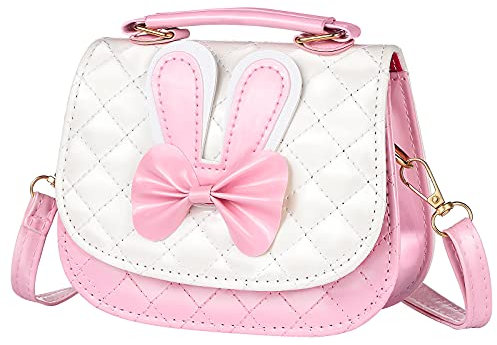 Mädchen Taschen, Kinder Umhängetasche Handtasche Mädchen mit Süße Hasenohren und Schleife Crossbody Geldbörse Brieftasche Umhängetasche Handtasche Verstellbarem Gurt für Mädchen Teens Frauen (Rosa)