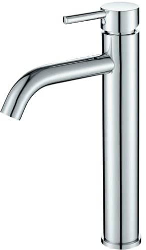 VALAZ Grifo Lavabo Cromado Alto Pica | Grifo Monomando Lavabo, Mezclador Agua Fría y Caliente, Ahorro de Agua | Instalación Facil y Rápida | Latón, Inoxidable, Elegante, Caño Curvo, Serie Jabalon