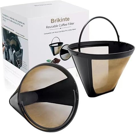 Reusable Coffee Filters for Ninja Dual Brew Coffee Maker, 2 Pack Permanent Coffee Filter #4 Replacement Compatible with Ninja Cuisinart Coffee Maker Filter