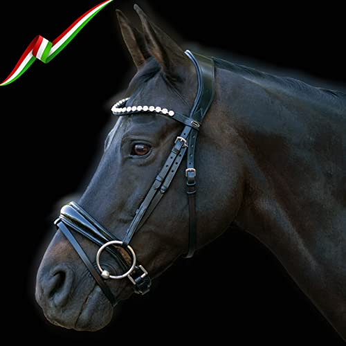 Heinick-Reitsport Trense Verona italienisches Leder mit Lack Schwarz ~ Serie Glow Warmblut ~ Auswahl