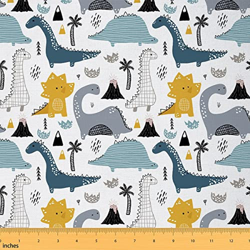 Dinosaurier Stoff Meterware Kinder Jungen Mädchen süßes Cartoon Tier Polsterstoff für Stühle Kawaii Dinosaurier Stoff zum Quilten Nähen Kleidung Geschenk DIY Kunst vorgeschnittener Stoff 92x150 (HxB)