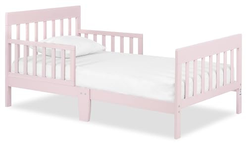 Dream On Me Finn Toddler Bed in Pink, Greenguard Gold and JPMA Certified, Non-Toxic Finish, Made of Sustainable New Zealand Pinewood, Low-to-Floor Design with Safety Guard Rails