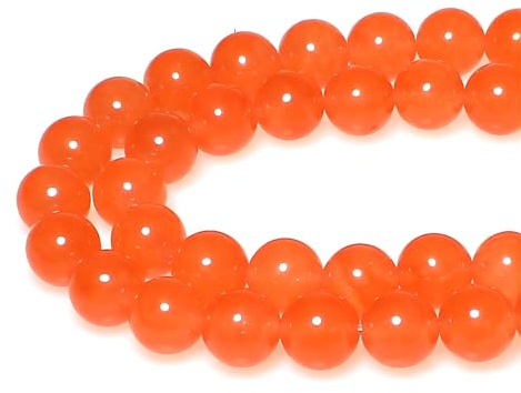 MJDCB Round Stone Beads 12mm Orange Jade Loose Gemstone Beads for Jewelry Making Bracelet Necklace 30pcs