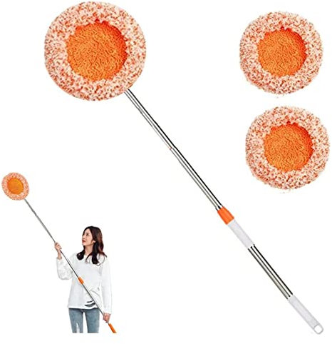 Fregona De Limpieza Ajustable De 360º, Fregona De Limpieza Extensible con 2 Cabezales De Terciopelo De Coral De Repuesto for La Limpieza De Suelos En El Hogar
