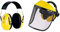 3M Peltor Casque antibruit Optime I H510A-401-GU - Jaune - Serre-tête, 27 dB & OREGON - Visière en Maille d'Acier & Protège-Oreilles Réglable, Protection du Visage, du Front et des Oreilles