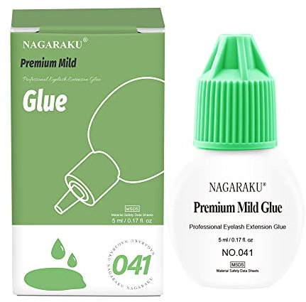 NAGARAKU Wimpernkleber für Wimpernverlängerung Professionell Stark Schwarz Wimpern Adhesive Bond Langlebiger Schnell Trocknend Eyelash Glue 5 ml/4s Trocknen/Retention 15–20 Tage/Lagerzeit 12 Monate