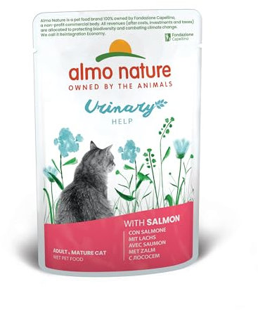 Almo Nature Holistic Urinary Help Katzenfutter, Nassfutter für ausgewachsene Katzen mit Lachs. 30er Pack (30 x 70g)